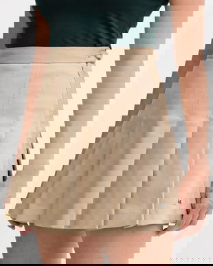 Lacoste fustă culoarea bej, mini, evazati, JF8001