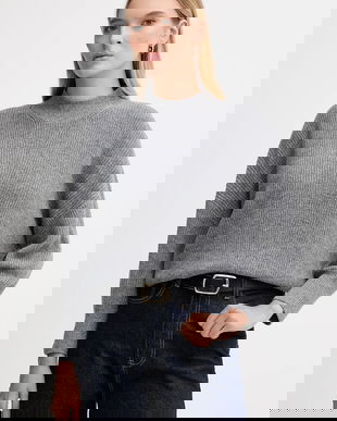 OUI pulover din amestec de lână culoarea gri, cu guler, 94268