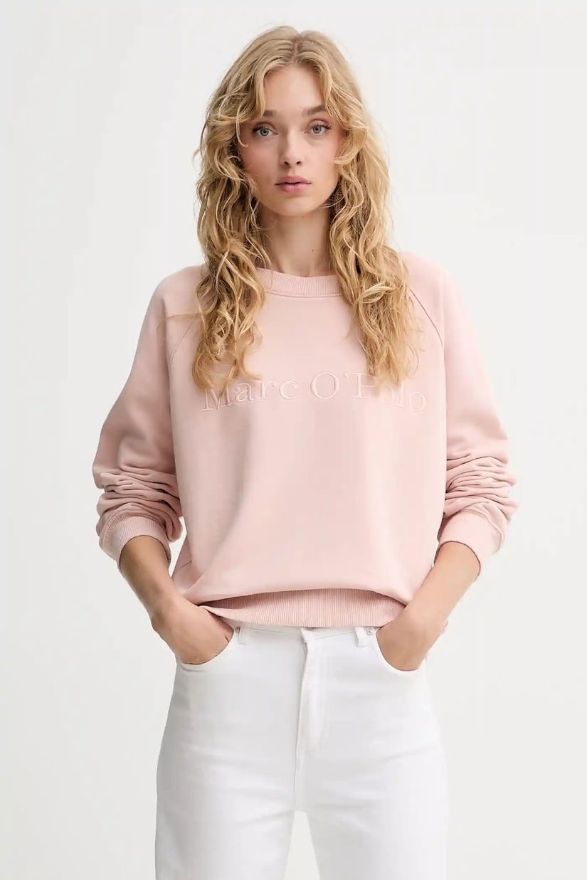 Marc O'Polo hanorac de bumbac culoarea roz, cu imprimeu, 508407354063