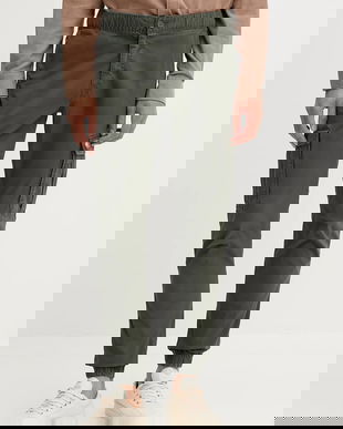 Tommy Jeans pantaloni culoarea verde, cu fason cargo, DM0DM22003