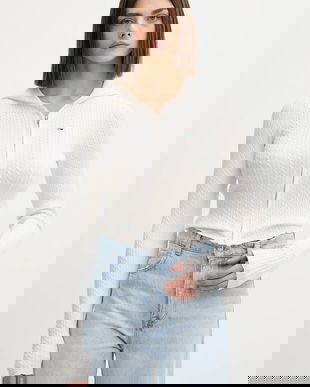 Tommy Jeans cardigan culoarea alb, light, DW0DW21673