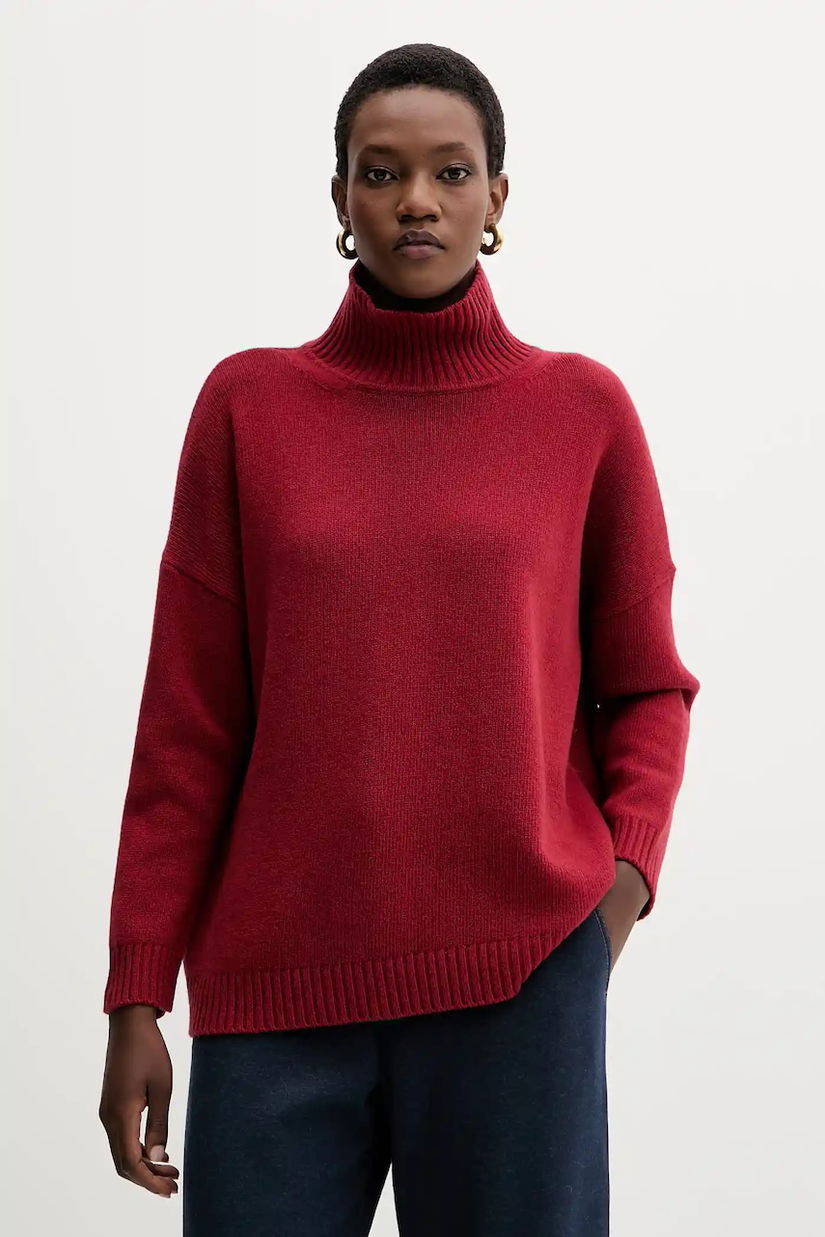 Weekend Max Mara pulover de lână BORGIA culoarea bordo, cu guler, 2525366112600
