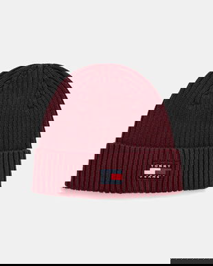 Tommy Jeans căciulă din bumbac culoarea bordo, AM0AM13669