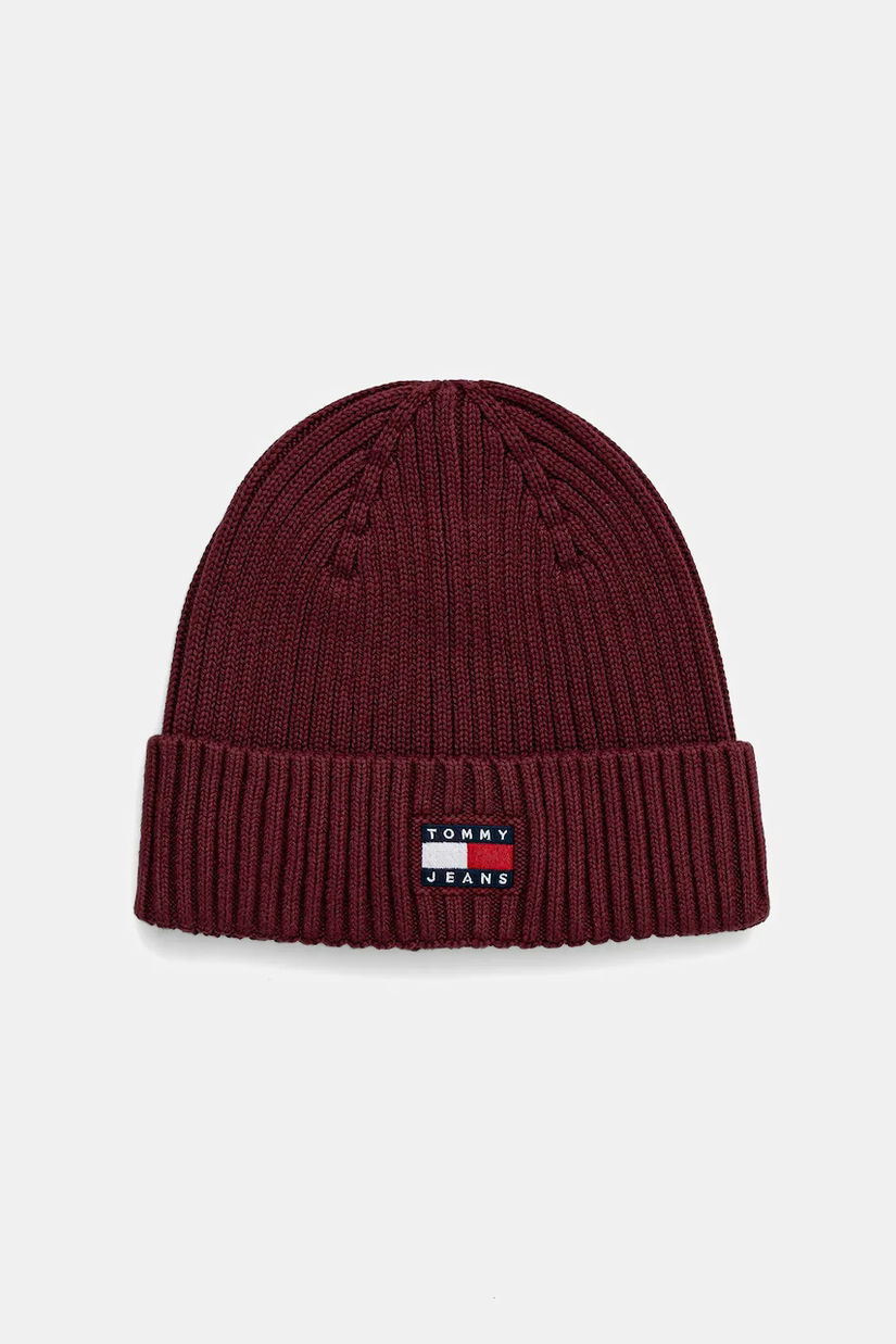 Tommy Jeans căciulă din bumbac culoarea bordo, AM0AM13669