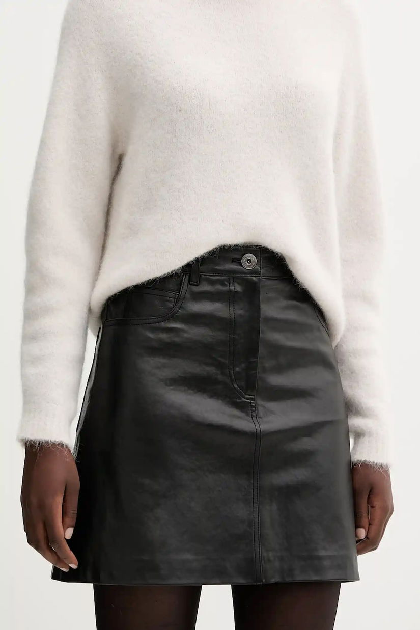 Weekend Max Mara fustă de piele HULL culoarea negru, mini, evazați, 2525406012600