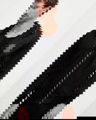 Aeronautica Militare bluză culoarea negru, cu glugă, cu imprimeu, FE2064UF00667