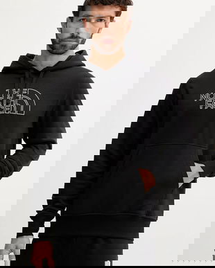 The North Face bluză Drew Peak Light culoarea negru, cu glugă, cu imprimeu, NF0A8C1BWOO1