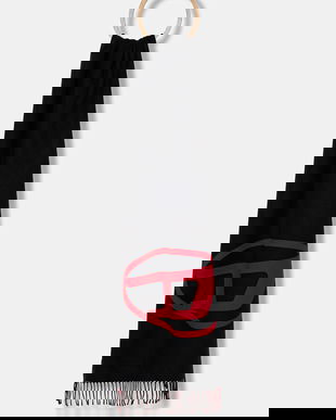 Diesel eșarfă de lână S-IMON culoarea negru, cu imprimeu, A17572.0AKBM