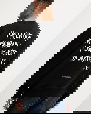 Karl Lagerfeld Jeans hanorac de bumbac culoarea negru, cu imprimeu, A4M20026