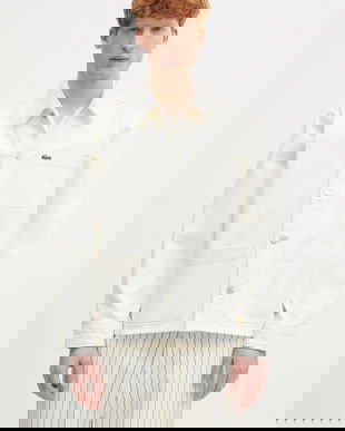 Lacoste cămașă din denim culoarea bej, cu guler clasic, regular, CH9222