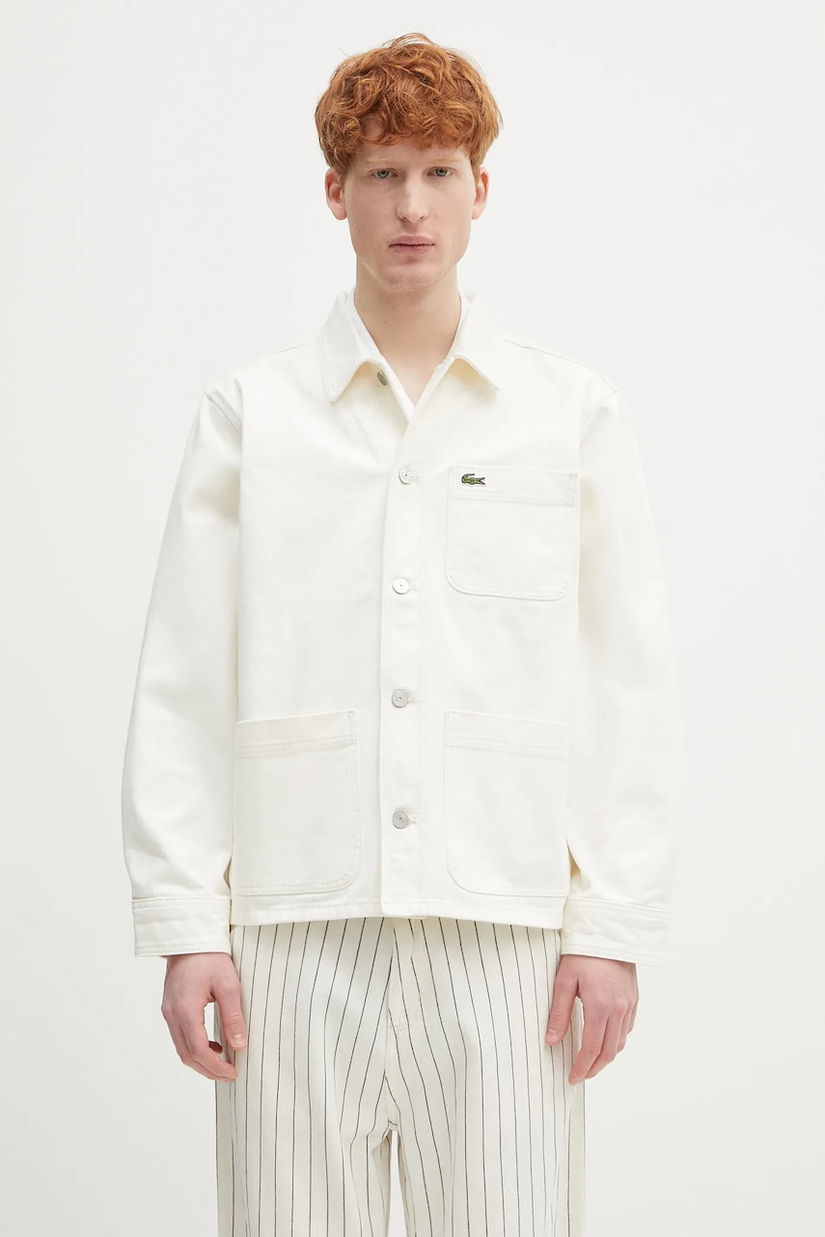 Lacoste cămașă din denim culoarea bej, cu guler clasic, regular, CH9222