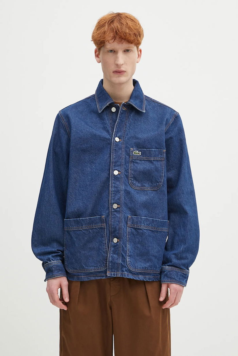 Lacoste cămașă din denim culoarea bleumarin, cu guler clasic, regular, CH9222