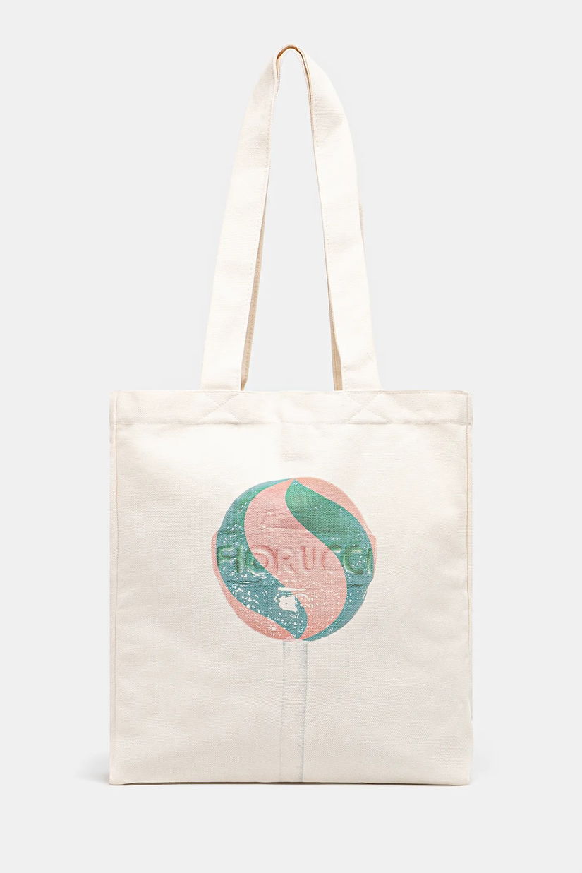 Fiorucci geantă de bumbac Lollipop Print Canvas Tote culoarea bej, U02SPABA275CO03WH02