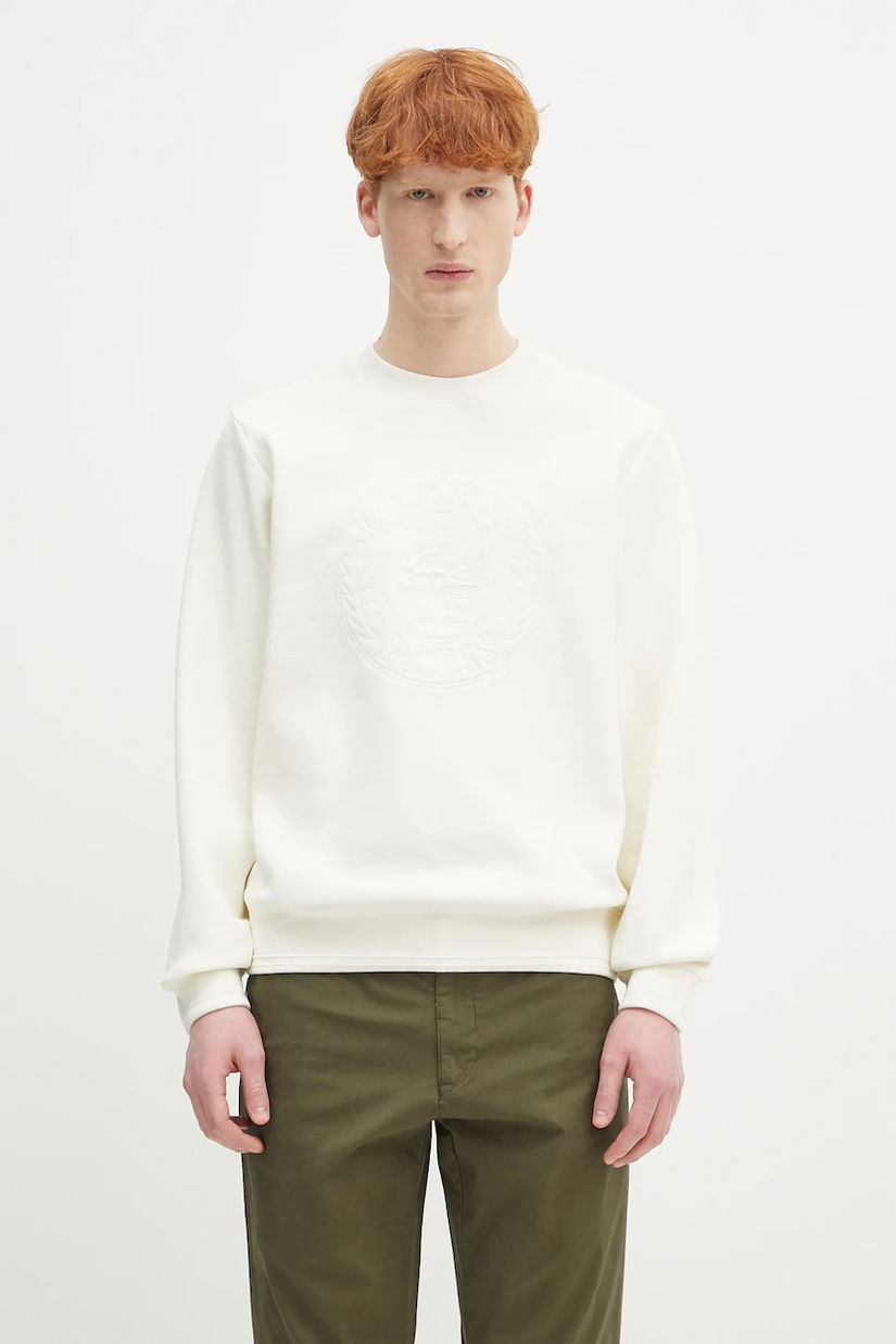 Lacoste bluză culoarea bej, cu imprimeu, SH9959