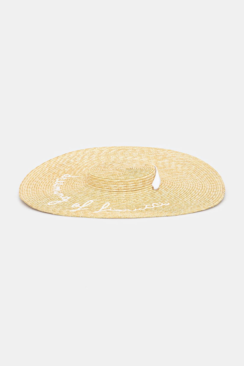 Fiorucci palarie Straw Embroidered Tie Ribbon culoarea bej, W02SMAHA399ST01NA02