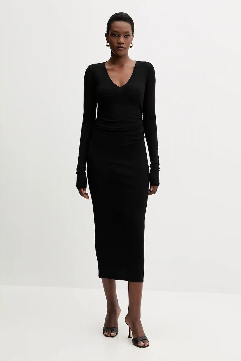 Marella rochie culoarea negru, maxi, mulata, 2523626064200