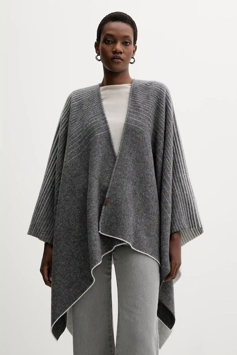 MM poncho din lână BRENTA culoarea gri, 2526546028600