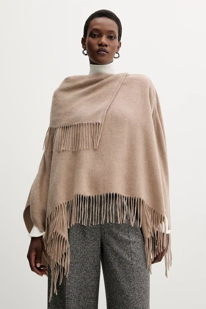 Marella poncho din lână culoarea bej, light, 2523546056200