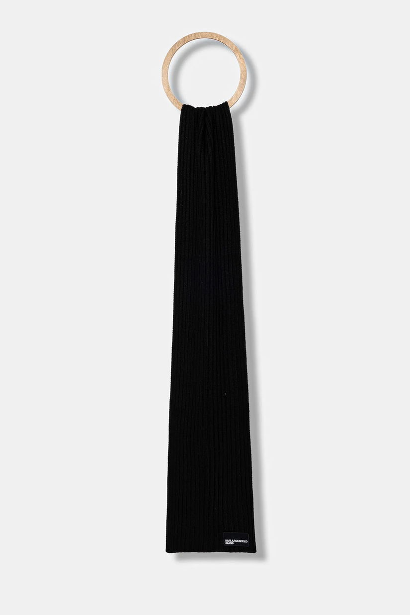Karl Lagerfeld Jeans eșarfă din amestec de lână culoarea negru, melanj, A4W33084