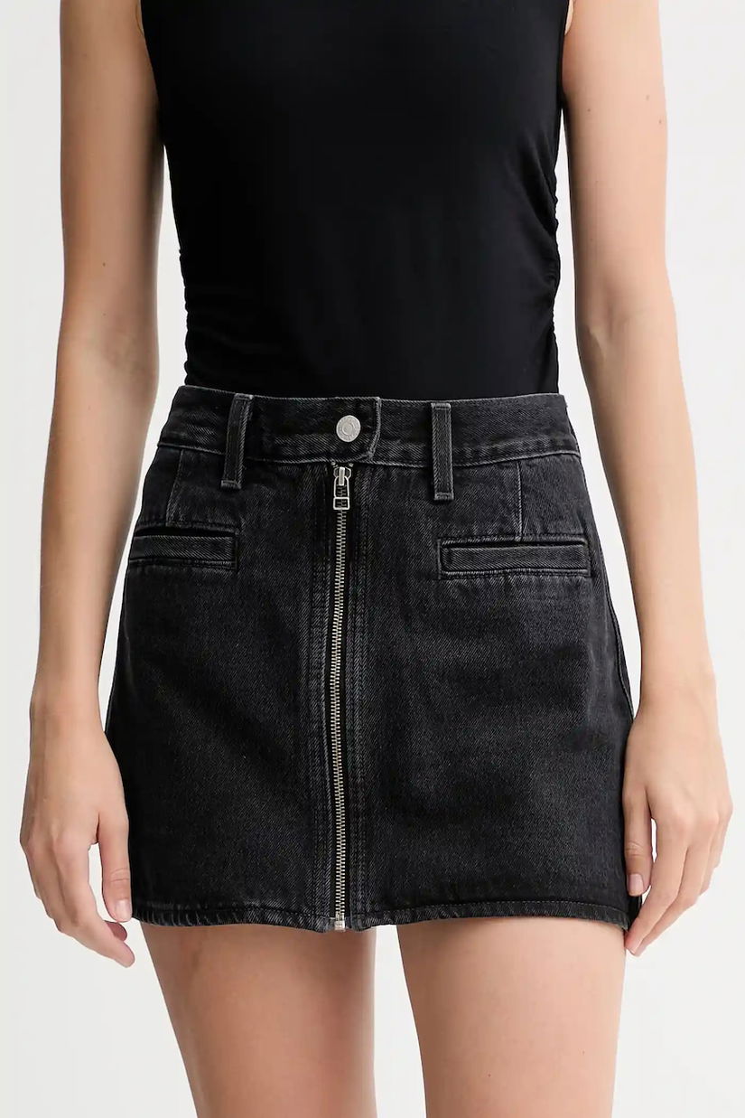 Levi's fustă jeans culoarea negru, mini, creion, 003RP
