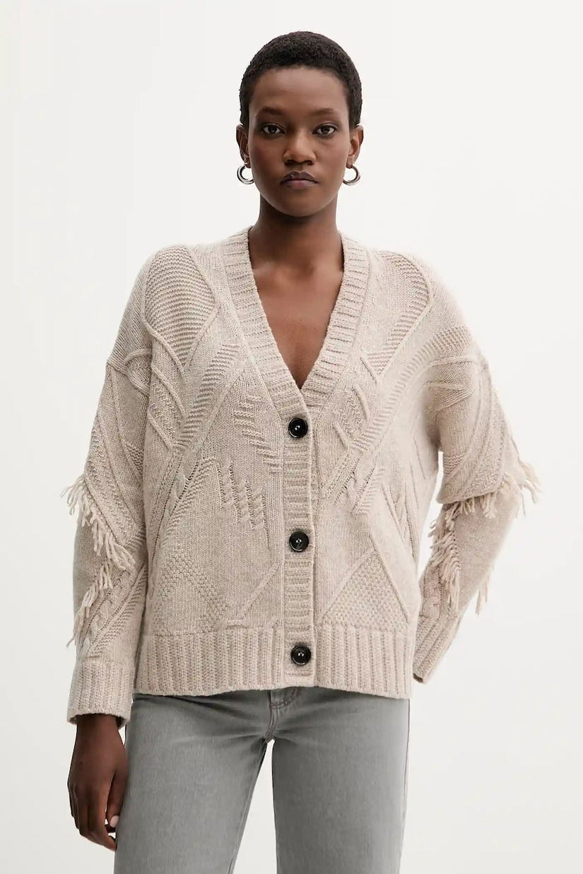 Weekend Max Mara cardigan din lână STALLO culoarea bej, 2525346052600