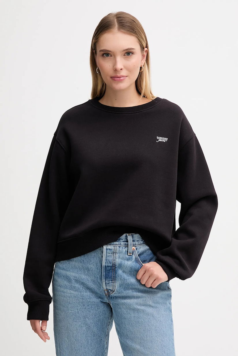 Tommy Jeans bluză culoarea negru, uni, DW0DW21961
