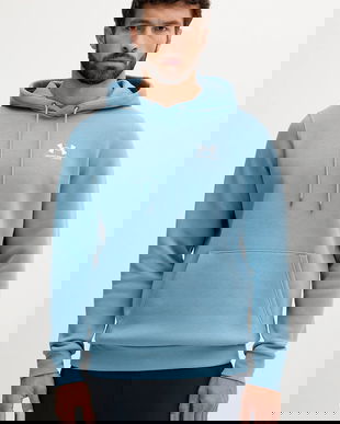 Under Armour bluză Essential Fleece culoarea verde, cu glugă, cu imprimeu, 1373880