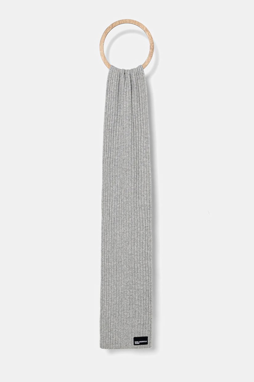 Karl Lagerfeld Jeans eșarfă din amestec de lână culoarea gri, melanj, A4W33084