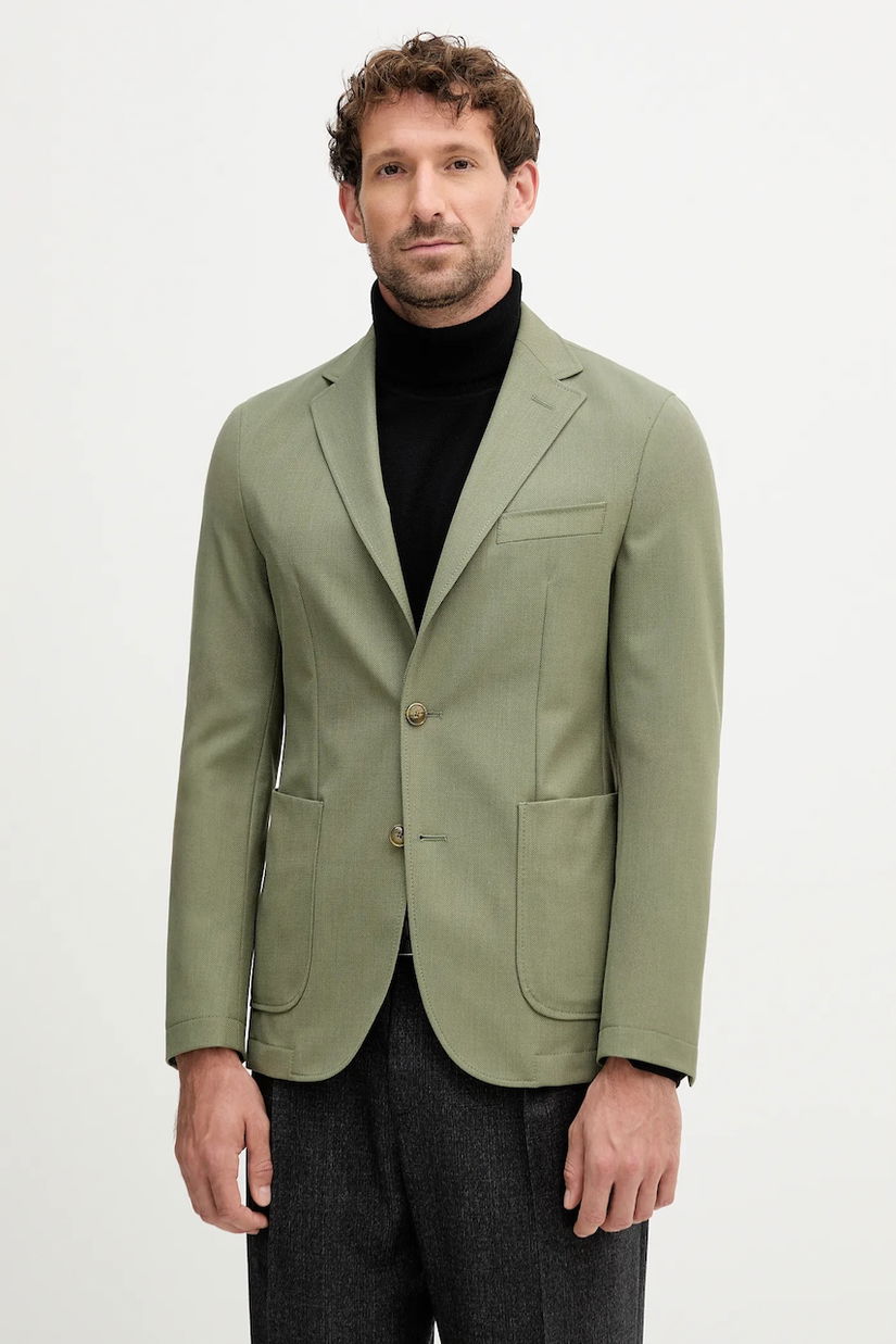 BOSS sacou din lână culoarea verde, 50546055