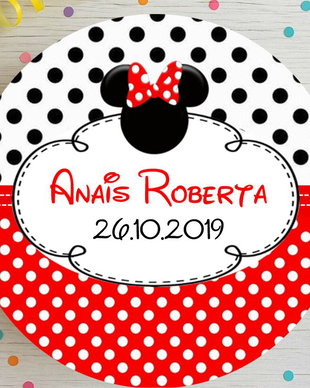 Etichete mărturii botez Minnie mouse roșie