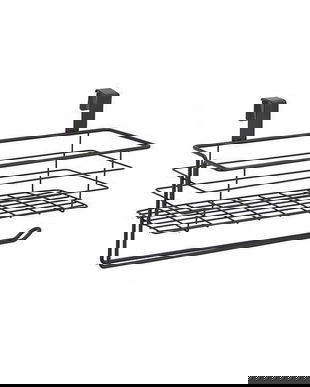 Cos de sarma suspendat cu suport pentru rola de bucatarie, Pentru baie, Negru, 31 x 17 x 18 cm