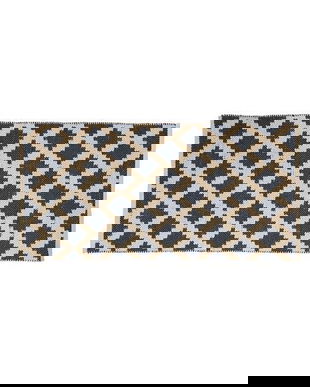 Covor pentru living/dormitor, model romburi stilizate, bumbac tesut, 70 x 140 cm, bej/antracit