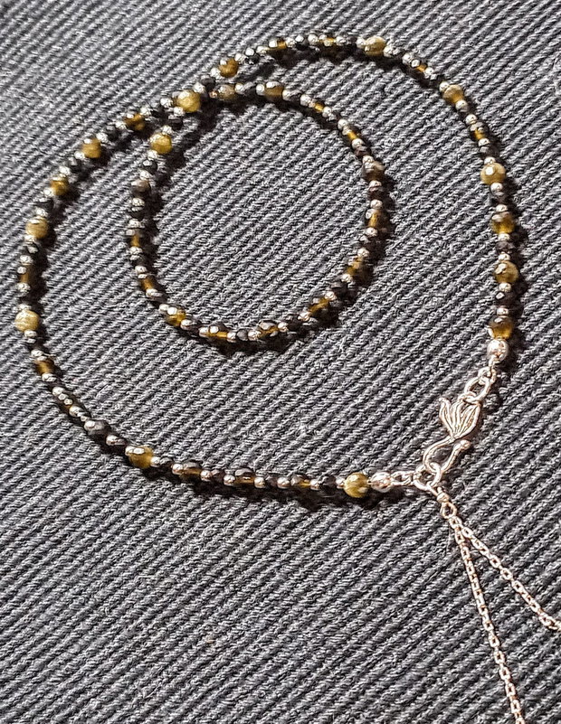 Colier argint opal de foc etiopian negru briolete obsidian spinel negru lant inchidere frontala minimalist boho chic trendy - Transport gratuit