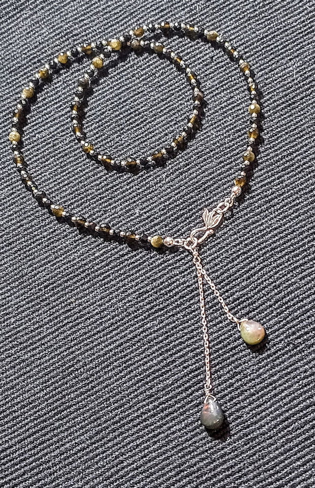 Colier argint opal de foc etiopian negru briolete obsidian spinel negru lant inchidere frontala minimalist boho chic trendy - Transport gratuit