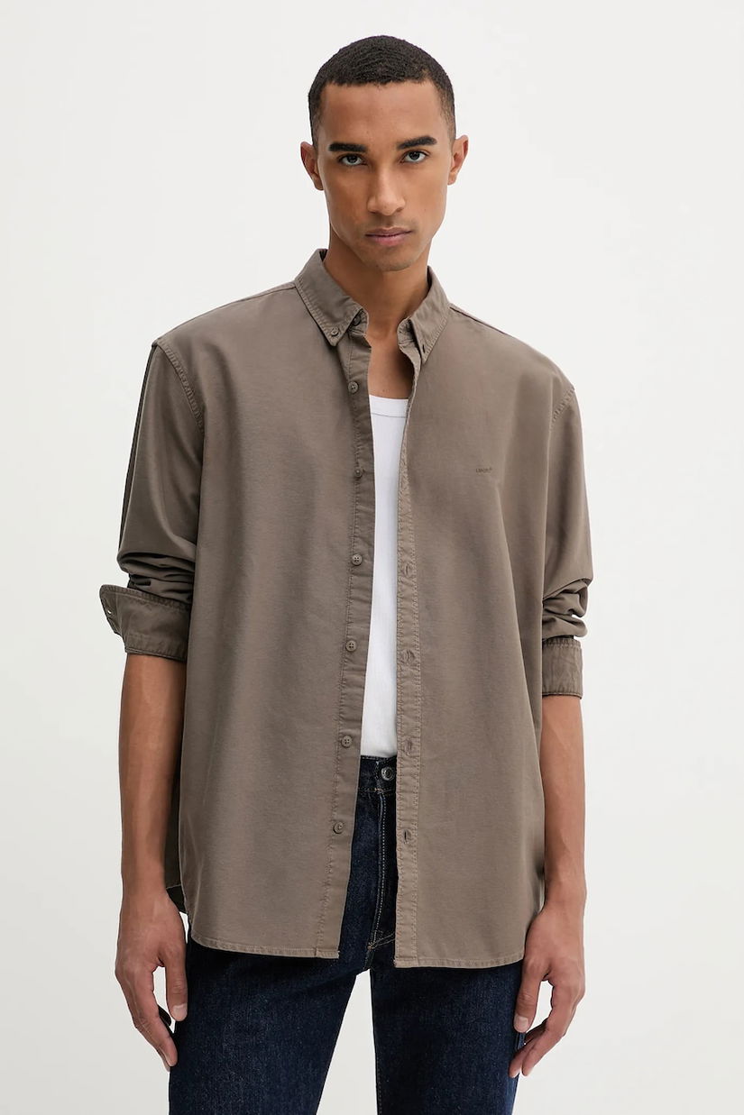 Levi's cămașă din bumbac culoarea maro, cu guler button-down, relaxed, A7210