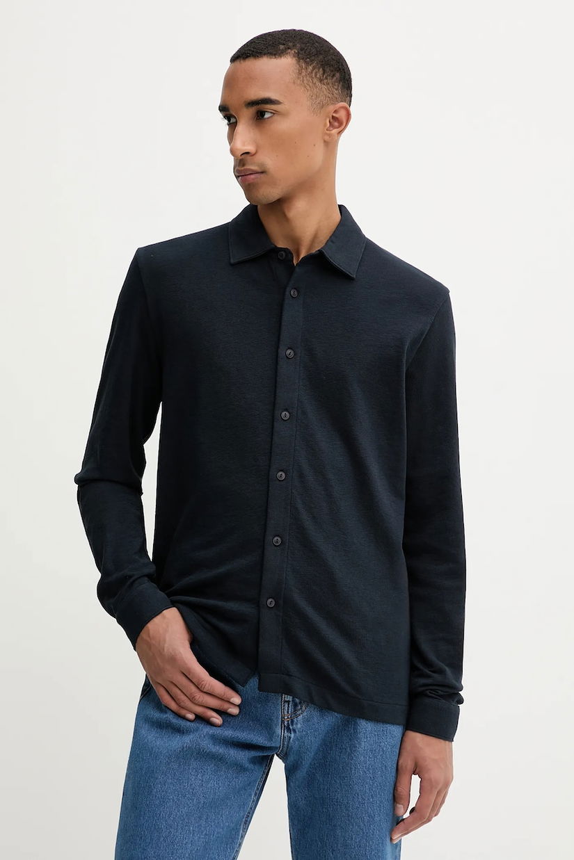 Marc O'Polo cămașă din bumbac culoarea bleumarin, cu guler clasic, regular, 528205755036