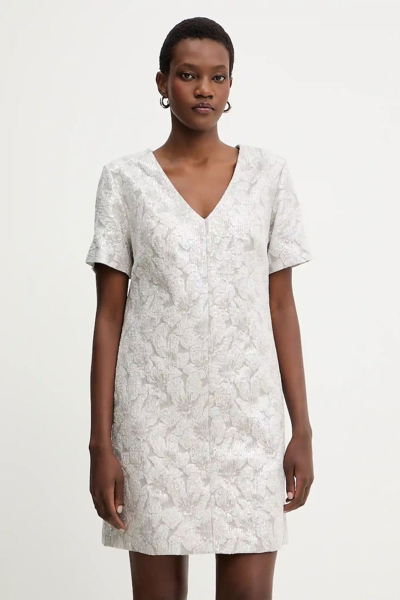 Luisa Spagnoli rochie culoarea argintiu, mini, drept, 542313
