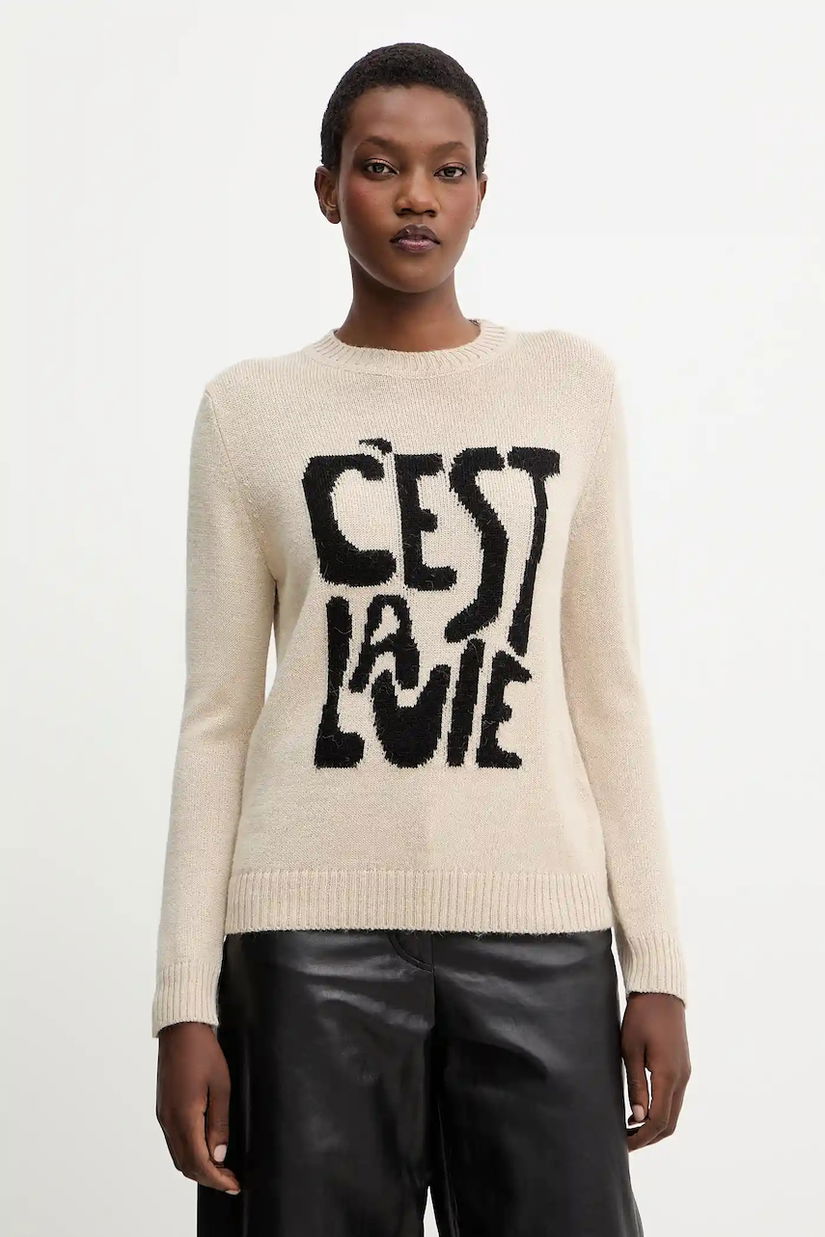 Weekend Max Mara pulover de lână NITRA culoarea bej, 2525366292600