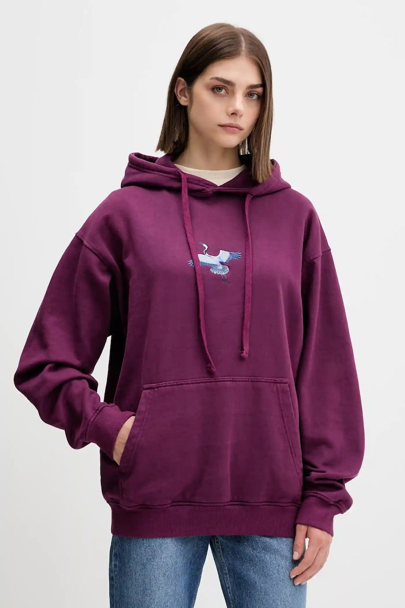 Kaotiko hanorac de bumbac culoarea violet, cu glugă, cu imprimeu, AR075-01-G002