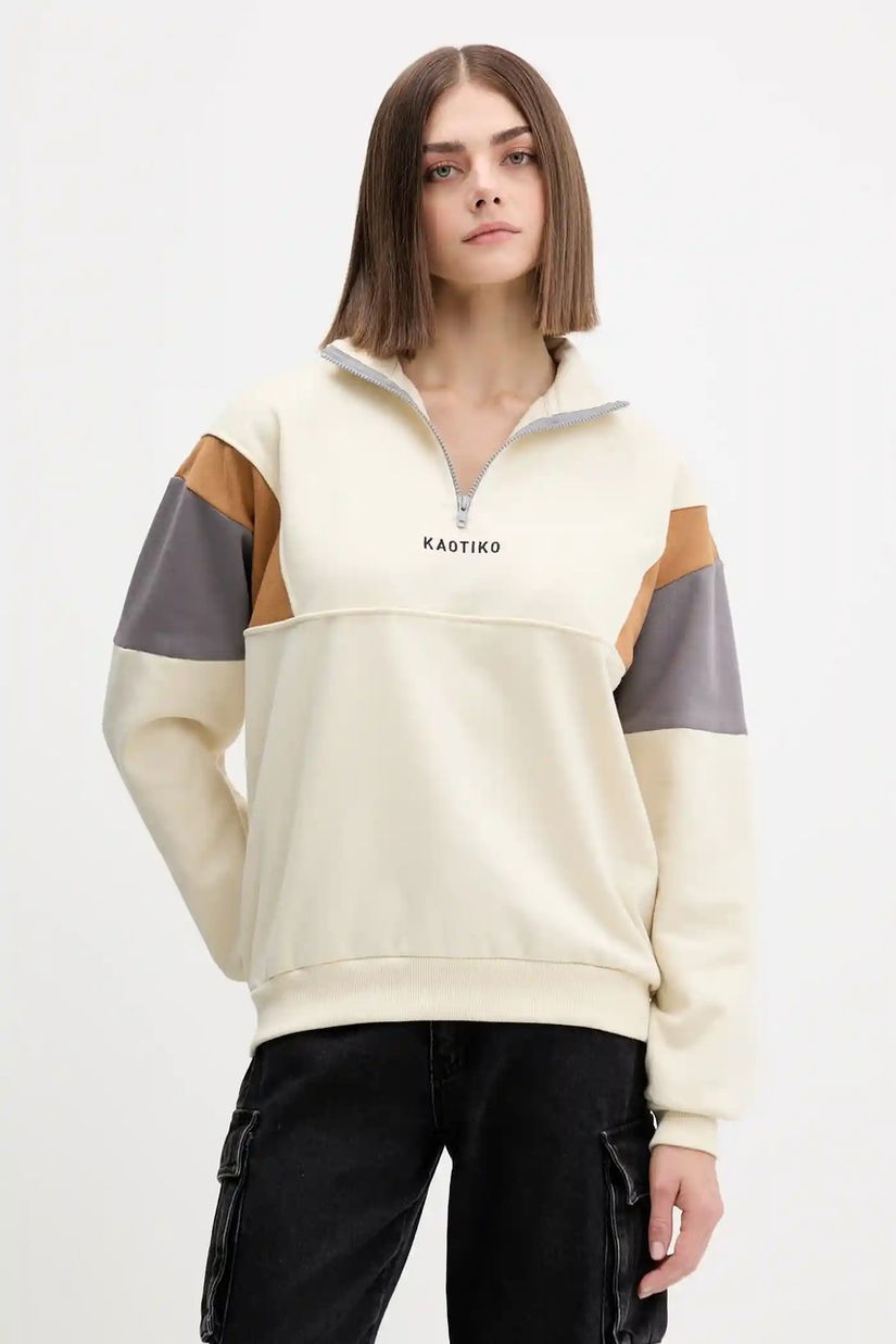 Kaotiko bluză culoarea bej, cu imprimeu, AR097-01-G002