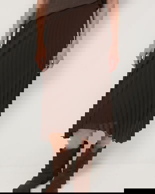 Medicine fustă culoarea maro, midi, evazați