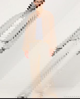 Medicine pantaloni de trening culoarea bej, lat, medium waist