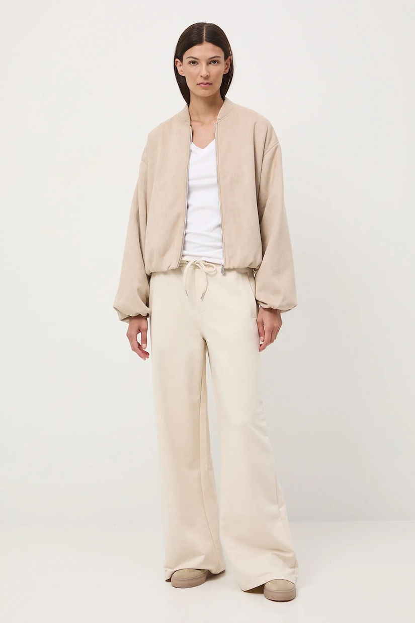 Medicine pantaloni de trening culoarea bej, lat, medium waist