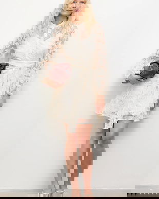 Answear.LAB rochie culoarea bej, mini, evazati