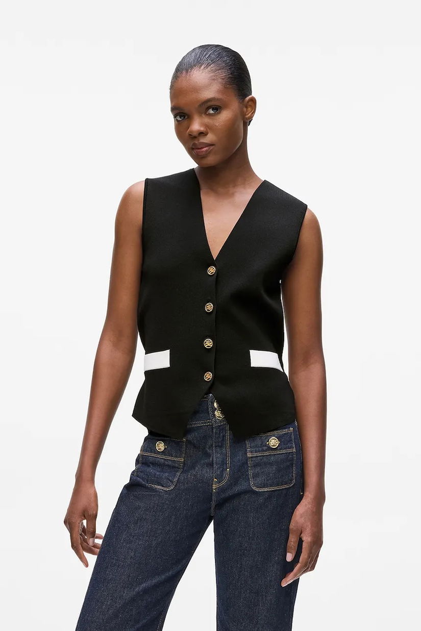 Karl Lagerfeld vestă culoarea negru, un singur rand de nasturi, A4W18061