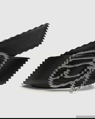 Karl Lagerfeld curea de piele cu două fețe culoarea bej, A4W33048