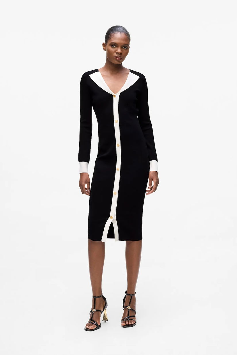 Karl Lagerfeld rochie culoarea negru, midi, mulată, A4W13025