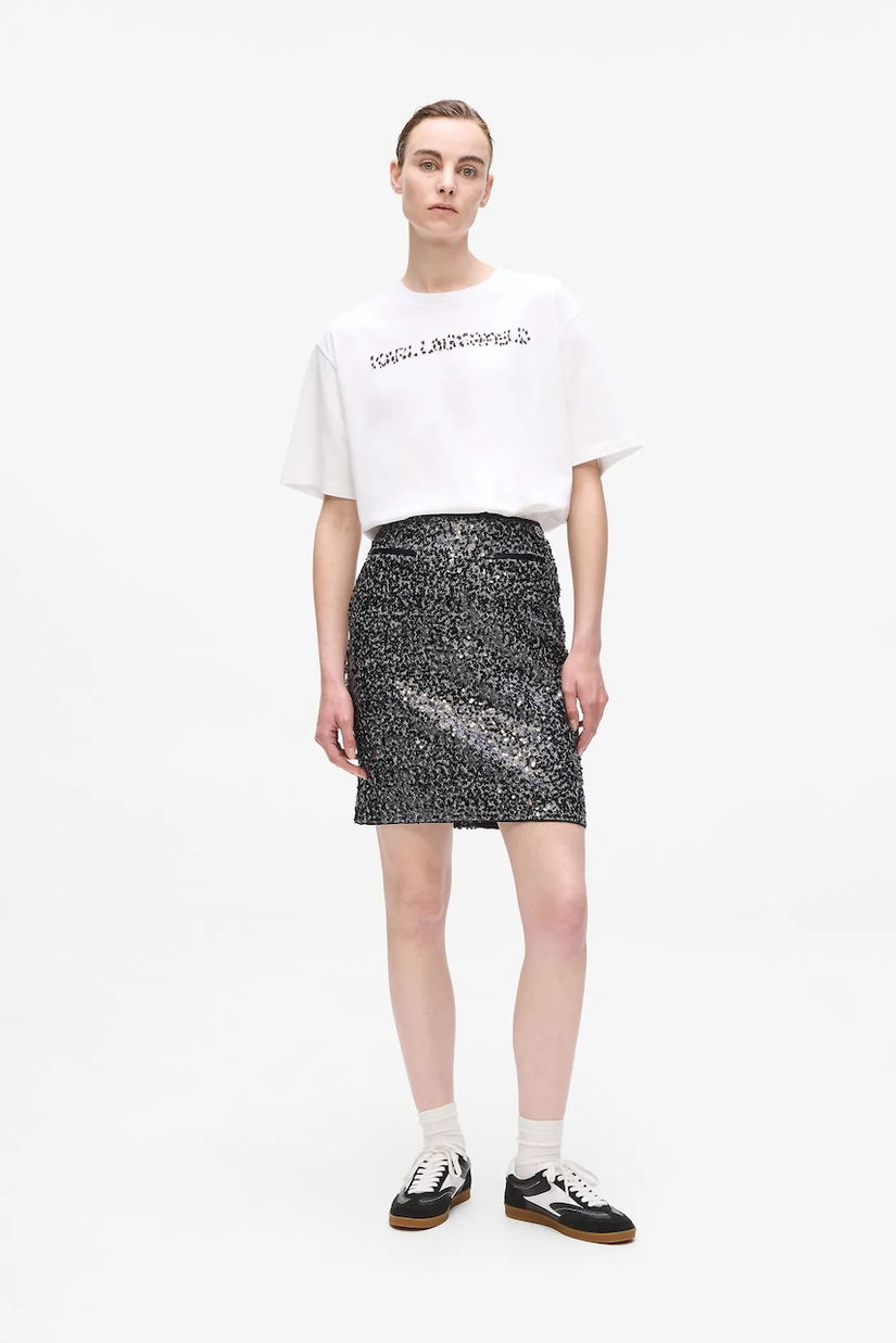 Karl Lagerfeld fustă culoarea gri, mini, creion, A4W12016