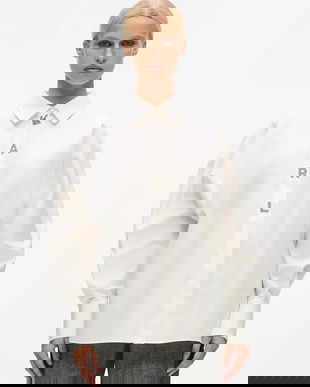 Karl Lagerfeld cămașă din bumbac culoarea alb, cu guler clasic, relaxed, A4W11022