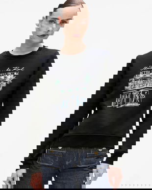 Karl Lagerfeld hanorac de bumbac culoarea negru, cu imprimeu, A4W20065